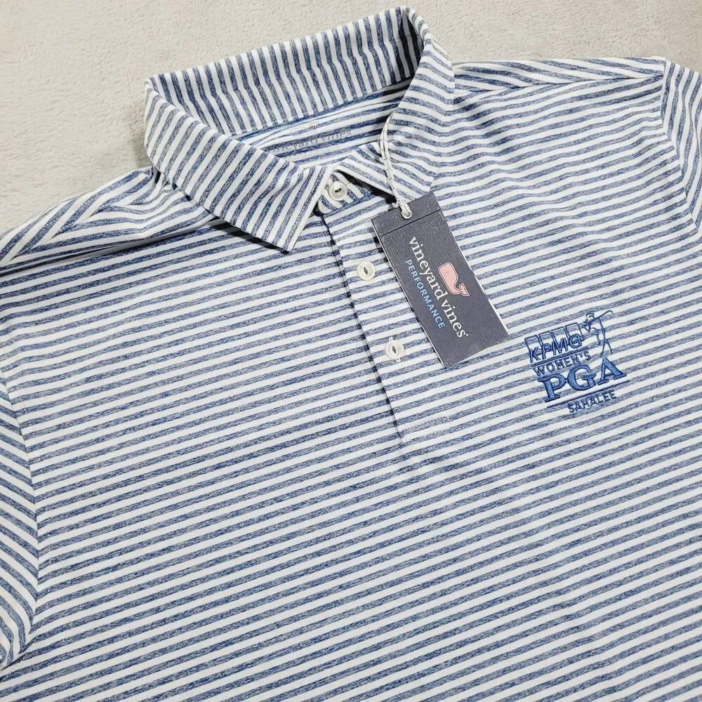 KPMG Womens PGA Shirt Polo Mens Large Blue Golf Vineyard Vines Performance